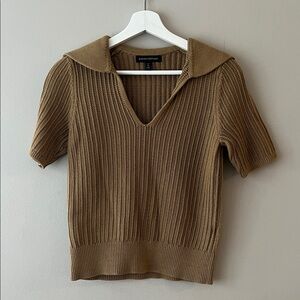 Banana Republic Tan Knit V-Neck Sweater